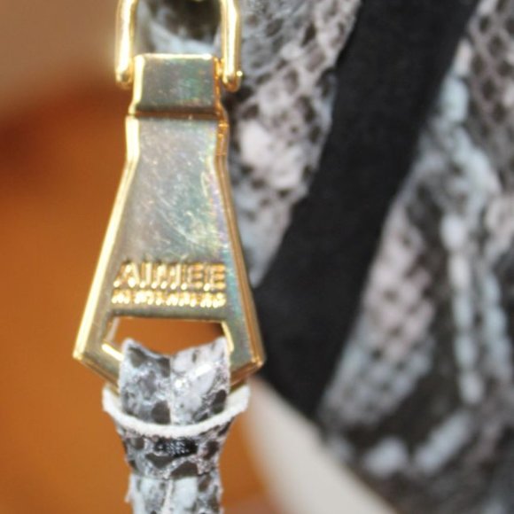 AIMEE KESTENBERG PYTHON LARGE LEATHER HOBO BAG! Black/Aqua/Ivory - Picture 3 of 8